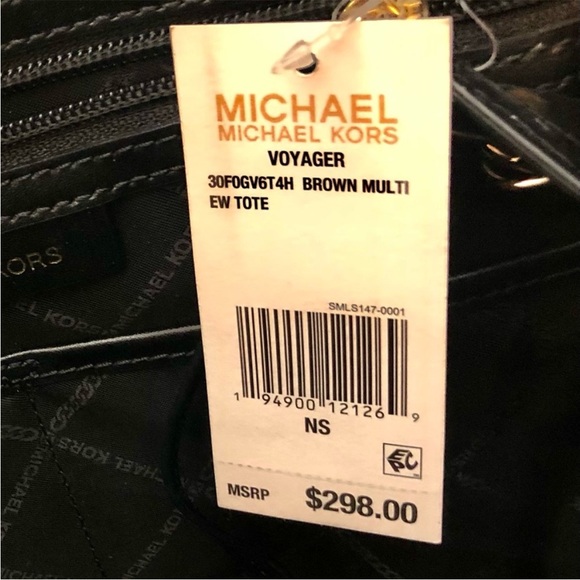 Michael Kors Signature Voyager East West Tote In Multi Black & Brown Giraffe NWT - Picture 8 of 16